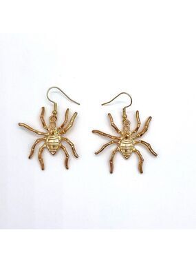 1 1/2” Goldtone Metal Spider Halloween Earrings